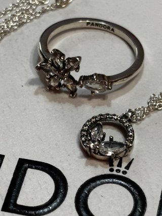 Conjunto Pandora Anillo y Collar Plata