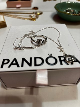 Conjunto Pandora Anillo y Collar Plata