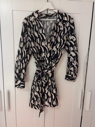 Vestido Zara Estampado Blanco y Negro XS
