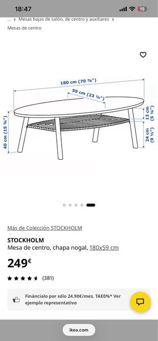 Mesa centro madera estilo escandinavo