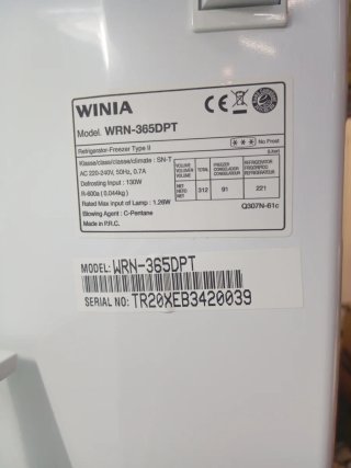 Nevera Winia Plata con dispensador