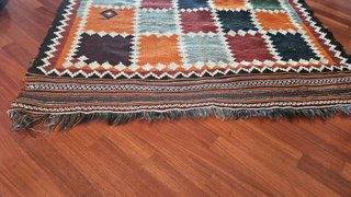 Tappeto grande Kilim Soumak pura lana fatto a mano