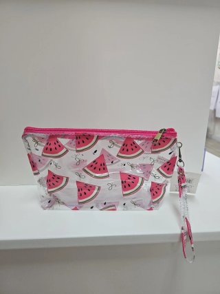 Neceser transparente con estampado frutal