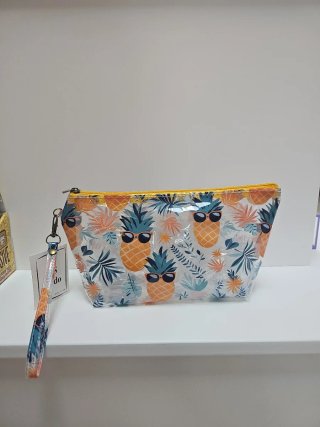 Neceser transparente con estampado frutal