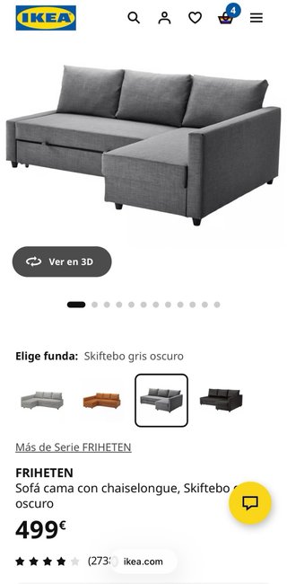 Sofá cama chaise longue gris oscuro