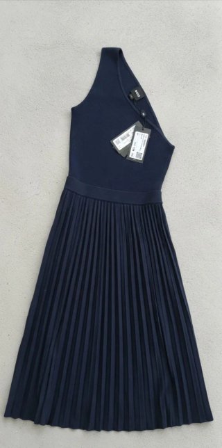 Vestido Asimétrico BOSS Talla M Azul Marino