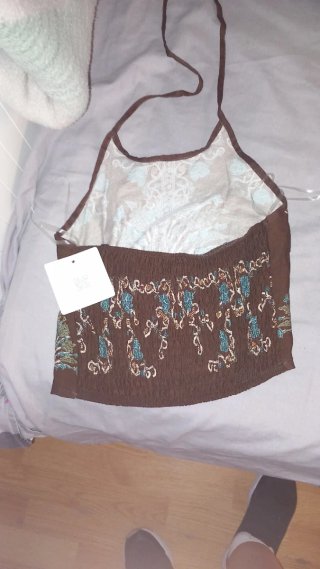 Conjunto Boho Chic: Top y Falda Marrón
