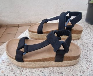 Sandalias Plataforma Negra Talla 39