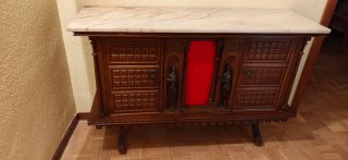Mueble recibidor mármol y madera