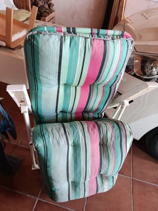 Silla Tumbona Rayas Verde y Rosa