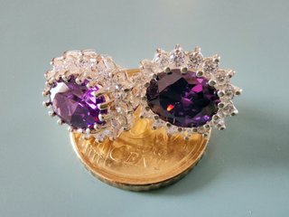 Orecchini Argento 925 Ametista Zirconi - NUOVI