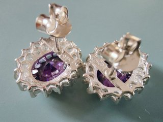 Orecchini Argento 925 Ametista Zirconi - NUOVI