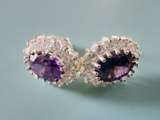 Orecchini Argento 925 Ametista Zirconi - NUOVI