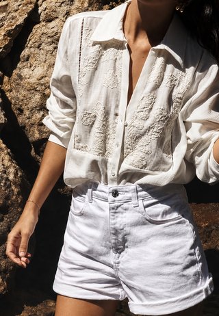 Camisa Zara bordada blanca Talla L