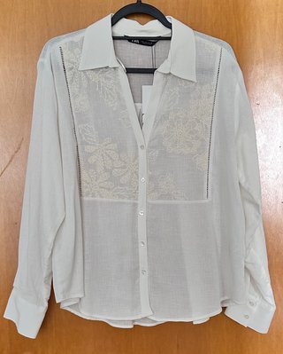 Camisa Zara bordada blanca Talla L