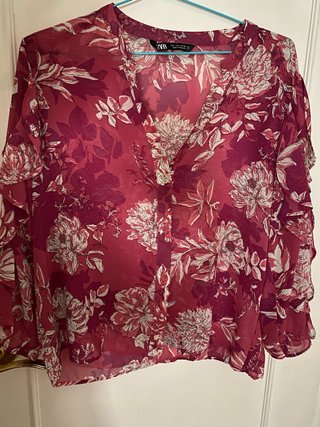 Camisa Zara Volante Estampada Flores