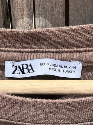 Camiseta Zara Marrón Topo Talla XL Básica