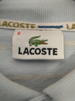 Polo Lacoste Rayas Celeste Talla 2XL