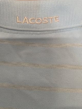 Polo Lacoste Rayas Celeste Talla 2XL