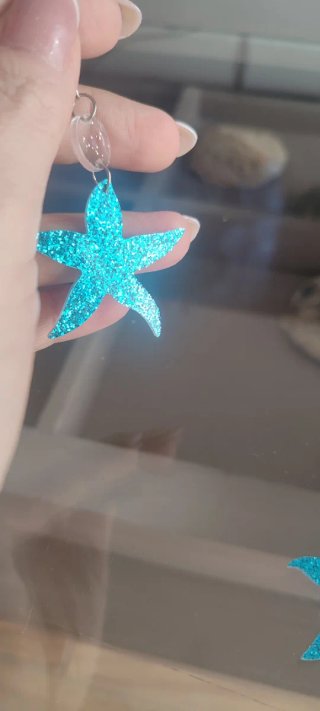 Pendientes estrella azul y plata