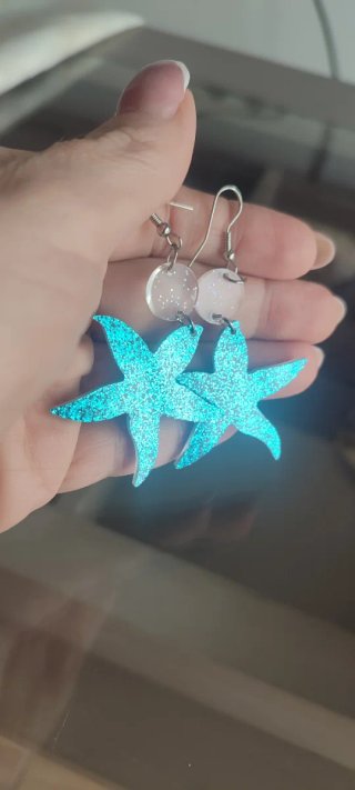 Pendientes estrella azul y plata