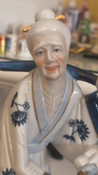 Pareja Figuras Porcelana Pescadores Peint Main