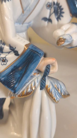 Pareja Figuras Porcelana Pescadores Peint Main