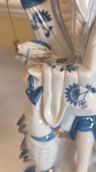Pareja Figuras Porcelana Pescadores Peint Main