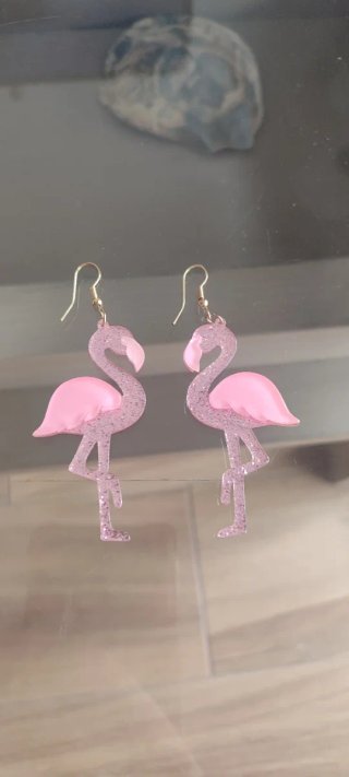 Pendientes Flamenco Rosa brillantes .