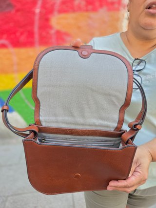 Bolso bandolera de piel marrón Fossil