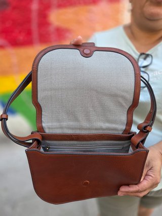 Bolso bandolera de piel marrón Fossil