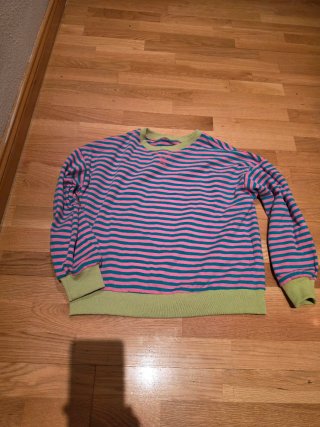 Sudadera de rayas rosa y verde