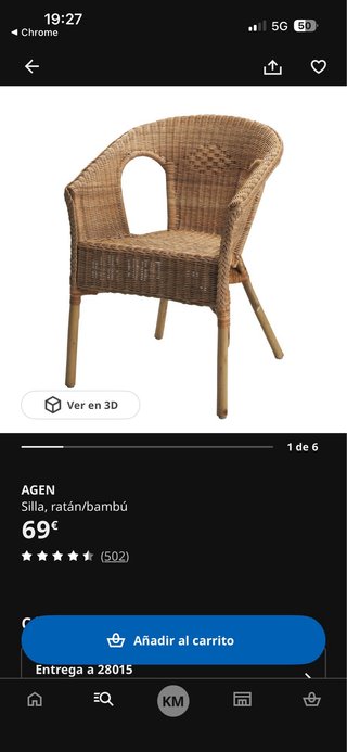 Silla ratán como nueva. Tengo 2, por 50€