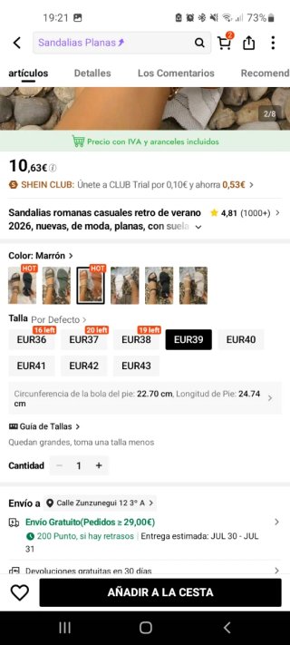 Sandalias romanas planas sin estrenar