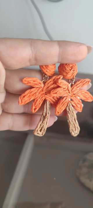 Pendientes flor naranja y beige