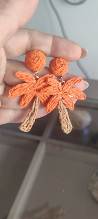 Pendientes flor naranja y beige