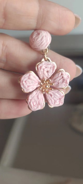 Pendientes flor rosa y dorado