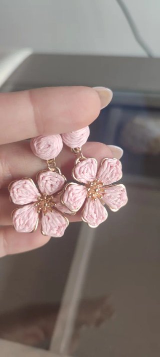 Pendientes flor rosa y dorado