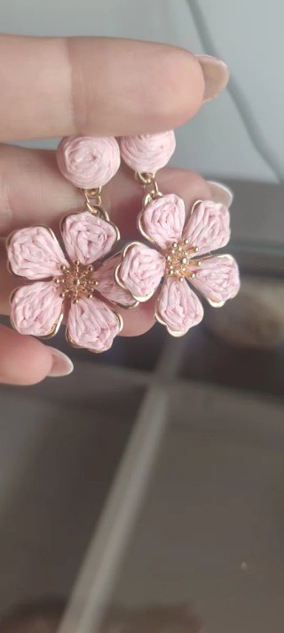 Pendientes flor rosa y dorado