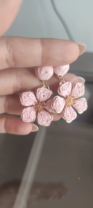 Pendientes flor rosa y dorado