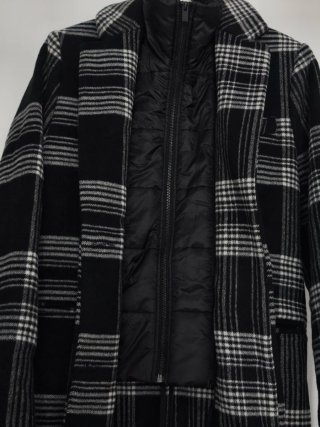 Abrigo Desigual cuadros blanco y negro
