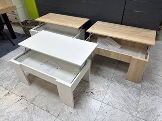 Mesa de centro elevable blanca y beige
