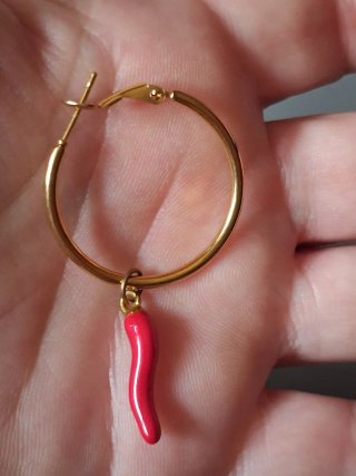 Orecchini a cerchio con peperoncino rosso
