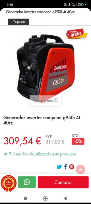 Generador Campeón G950i Gasolina