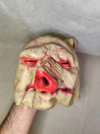 Máscara Halloween Cerdo Beige y Rojo