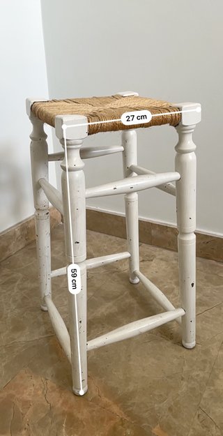 Taburete decorativo madera y yute