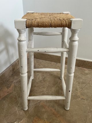 Taburete decorativo madera y yute