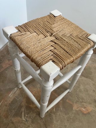Taburete decorativo madera y yute