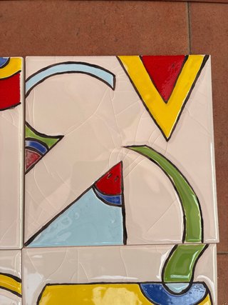4 Azulejos Decorativos Cerámica Pintados a mano