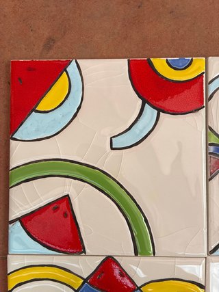 4 Azulejos Decorativos Cerámica Pintados a mano
